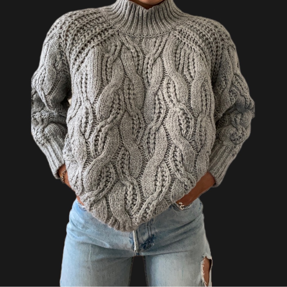 Gray Cable Knit Sweater